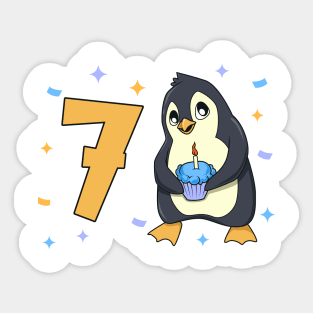 I am 7 with penguin - kids birthday 7 years old Sticker